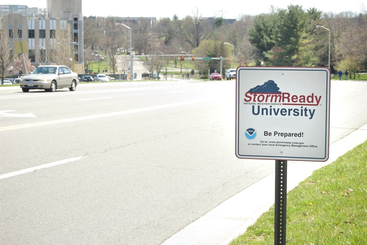 storm ready university sign 