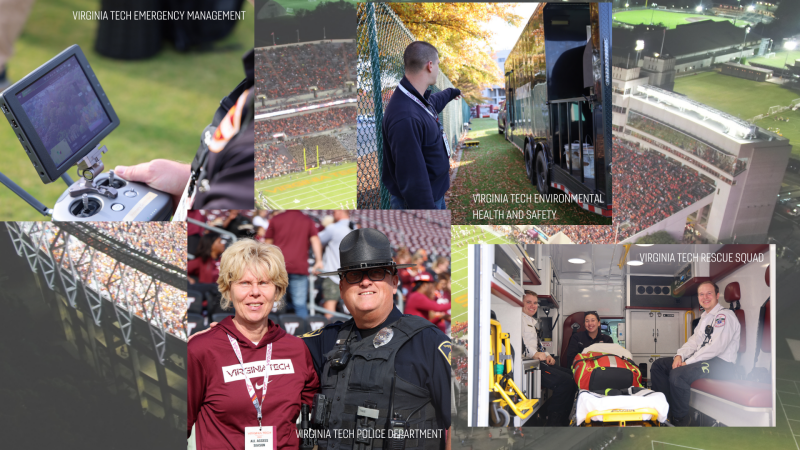 Departments within the Public Safety Division on gameday at Lane Stadium.