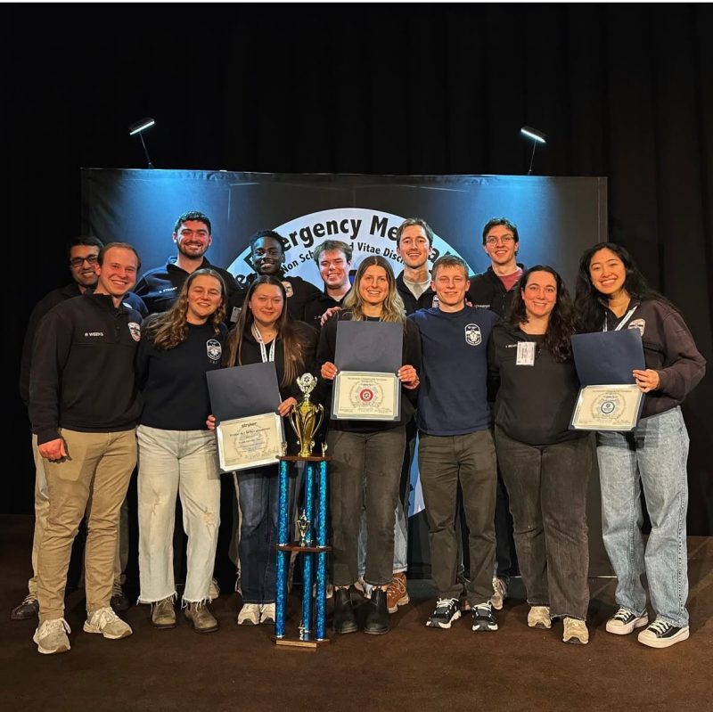 Members of Virginia Tech Rescue Squad at the National Collegiate EMS Conference holding their awards.